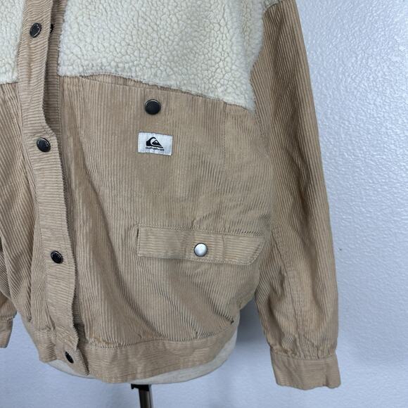 Quicksilver Jacket Women XS Tan Corduroy Sherpa Relaxed Amanda Field Shacket - Picture 7 of 13